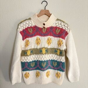 Vintage Hand Knit Mockneck Sweater